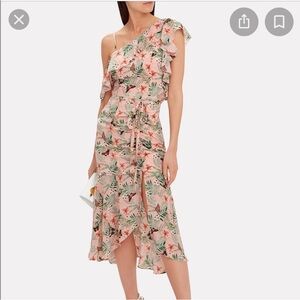 JOIE RUCHED butterfly ruffles silk pink dress